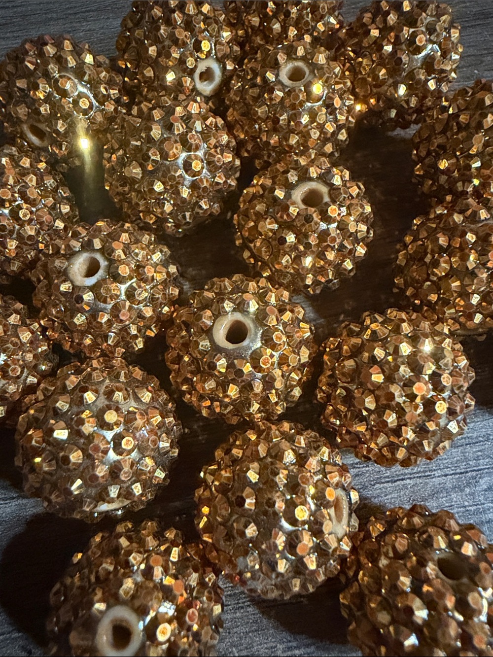 Lot of 20 Gold Bumpy 20 mm beads